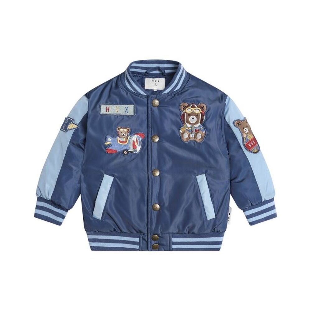 Huxbaby Boys  Aviator Varsity Bomber Jacket, Navy